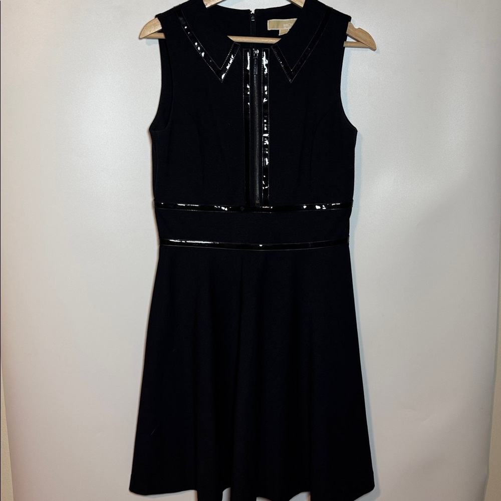 Michael Kors Fit & Flare Dress With Patent Leather Detail